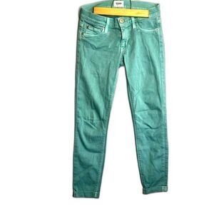 Hudson Teal Dyed Skinny Cropped Jeans Sz 24 EUC